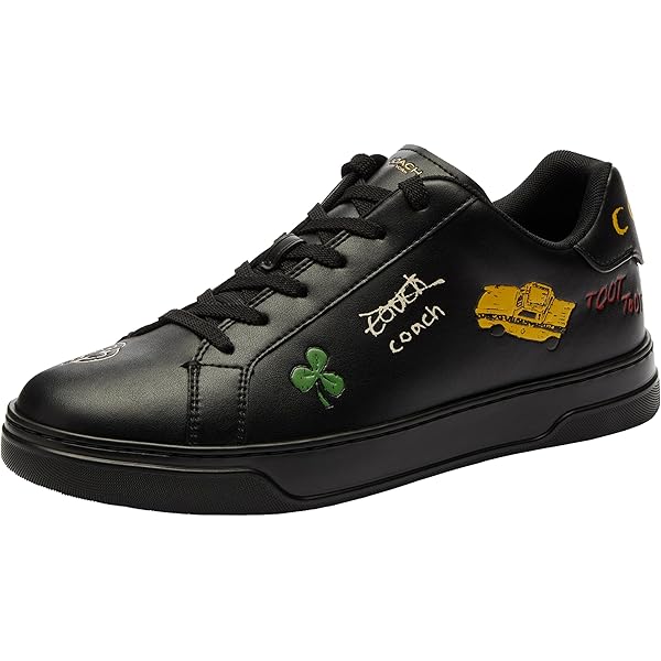 30303　新品 CLUMSY PICTURES COACHJAC KET COACH High Line Sketch Print Leather Lace Up Sneakers